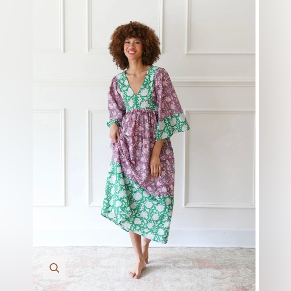 Mille ADELE DRESS IN PURPLE ROSE PATCHWORK - Picture 2 of 7
